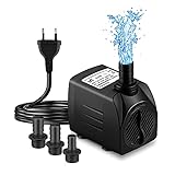 OPDUO 25 Watt 1500L/H Aquarium Pumpe Wasserpumpe Tauchpumpe Förderpumpe Aquariumpumpe. Mit Förderhöhe 2m und 3 Düse 19mm-16mm-13mm, Kabel 2.0m. leise Unterwasser Pumpe für Aquarium,Fischteich,G