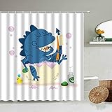 MKIJYD DuschvorhangBadeschwein Duschvorhang Cartoon Alpaka Dinosaurier Niedliche Kinder Badezimmer Dekoration Wasserdichter Vorhang Toilettentrennw
