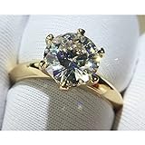 QiuYueShangMao Schmuckgeschenk Haben Sie reines Weiß/Gelb/Roségold Farbe Ring Diamant-Verlobungs-Hochzeitsringe für Frauen (Geschenk 925 Ohrringe)-7