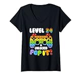 Damen Level 24 Schalte Junge Mädchen frei Pop It 24 Jahre alt Geburtstagsspieler T-Shirt mit V