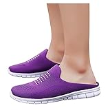 YHIIen Mode Frauen Sommer Mesh Slip-On Flat Beach Open Toe Atmungsaktive Hausschuhe Schuhe Damen Baotou Soft Bottom Fly gewebtes Mesh große lässige halbe Hausschuhe 37-42 0929CDE021