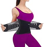 Waist Trainer Damen Herren, Bauchweggürtel, korsett taillenformer, Rückenstütze, Verstellbarer Bauch gürtel zum abnehmen, Schwitzgürtel Bauch zur Fettverbrennung Sport Fitness Fitnessstudio Schwarz XL