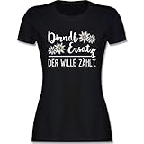 Kompatibel mit Oktoberfest Damen Trachtenshirt - Dirndl Ersatz der Wille zählt - weiß - XXL - Schwarz - Oktoberfest - L191 - Tailliertes Tshirt für Damen und Frauen T-S