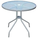Gawany Gartentisch Bistrotisch Balkontisch Terrassentisch Beistelltisch Esstisch Gartenmöbel Outdoor Tisch Stahl Rund Grau 80 x 71