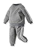 Oyolan Kinder Jogginganzug Trainingsanzug Zweiteiler Sportanzug Freizeitanzug Baumwolle Kinder Kleiudng Set aus Sweatshirt und Sweathose für Mädchen und Jungen 1-8 Jahre Grau 104-110