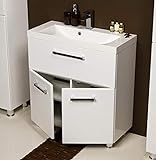 Quentis Badmöbel Tango, bodenstehend, Breite 80 cm, weiß, Waschbecken und Unterschrank, Waschbeckenunterschrank
