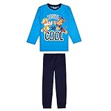 PAW PATROL Jungen Schlafanzug, T-Shirt, Langarmshirt und Hose, blau, Größe 116, 6 J