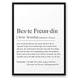 BESTE FREUNDIN Definition ABOUKI Kunstdruck Poster Bild Geschenk-Idee für Frauen Freundinnen Geburtstag Weihnachten Mädelsabend ungerahmt DIN A4
