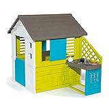 Smoby 810711 – Pretty Haus - Spielhaus für Kinder für drinnen und draußen, mit Küche und Küchenspielzeug (17 teilig), Gartenhaus für Jungen und Mädchen ab 2 J