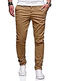 behype. Herren Basic Chino Jeans-Hose Stretch Regular Slim-Fit 80-0310,Beige,32W / 32L