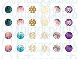 Vintageparts Motivbogen Glitter für runde 12mm Cabochons Schmuck selber M