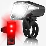 VELMIA Fahrradlichter Set mit Bremsanzeige I LED Fahrradlicht Set StVZO zugelassen mit USB Akku-Betrieb und 8,5h Leuchtdauer I Fahrrad Licht aufladb
