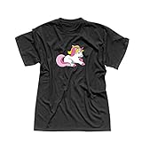 T-Shirt Einhorn bunt Unicorn Beauty Pferd Märchen CSD 13 Farben Herren XS - 5XL Fabelwesen Zauber Phantasie Glitzer pink süß, Größe:M, Farbe:schw