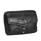 JINLL Herren Handy Geldbörse Gürtelclip Tasche Schwarz,Leder Gürteltasche,Gürtelholster Tasche Mit Karabinerhaken,Praktische Herren Reißverschluss Geldbörse,Schwarz 17 * 10 * 4,5