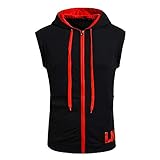 WAQD Herren Mit Kapuze Weste T-Shirt Kapuzenpullover Herren Tank Tops Ärmelloses Einfarbiges Hoodie Cardigan mit Reißverschluss Pullover T-Shirt Bequem Slim Fit Fitness Kapuzenw