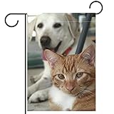 Gartenfahne Yard Decor Outdoor Banner Vertikale Flaggen,fauler Hund und Katze ,für alle Jahreszeiten Double S
