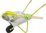 small foot 11627 Schubkarre mit Gartenwerkzeug inkl. Handschuhen, Spaten und Rechen, Outdoor-Spielzeug für Kinder ab 3 Toy