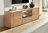 ZeoTioo Fehrnseherschrank Tv Schrank Tisch Tv Lowboard TV-Kommode Lowboard Eiche Teilmassiv B.140cm TV-Lowboard Sideboard Fernseher Unterschrank Tv Board Fernseher Reg