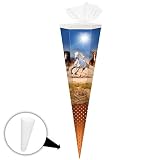 alles-meine.de GmbH Schultüte -  Wildpferde - Pferde im Galopp  - 70 cm - Filzabschluß - Zuckertüte - mit / ohne Kunststoff Spitze - Markneukirchen - für Mädchen & Jungen - T
