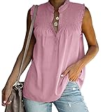 Damen Sommer Neue Geraffte Top Weste V-Ausschnitt Einfarbiges äRmelloses S