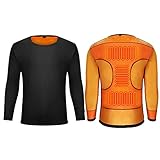 Beheizbare Thermounterwäsche Herren, Beheizte Unterwäsche Elektrische Heizunterwäsche Elektrisch Beheizte Langarm T-Shirts Waschbare Elektrisch Beheizte Thermooberweste (Batterien Nicht Enthalten)