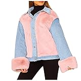 Hailmkont Fleecejacke Damen Große Größen Plüschjacke Kuschelige Fleecejacke mit Knopfleiste Einfarbig Strickjacke Herberst Winter Warme Sweatjacke Teddy Übergangsjacke Fleecep