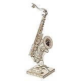 Rolife Holzpuzzle Erwachsene 3D Saxophon Modellbau Holzbausatz für Erwachsene Teenager Musikinstrumente 136 Teilen, Saxop