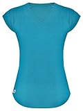 GO HEAVY Damen Fitness Funktions Sport T-Shirt Laufshirt Kurzarm Schnelltrocknend Yoga Sportoberteil | Türkis M