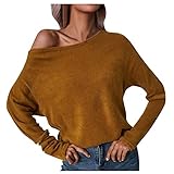XUNN Damen Langarmshirt Langarm Bluse O-Ausschnitt Lose Casual Einfarbig Pullover T-Shirt Basic-Oberteil Grundlack Top