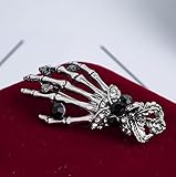 cakunmik Männer Retro Fashion Alte Goldene Arm Kristall Brosche Halloween Schmuck Frauen Persönlichkeit Zubehör,Silb