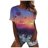 t-Shirt Opa Damen Tshirt Oberteil Elegante Schulterfreie Oberteile Sommer Löwenzahn Druck Gedruckt T-Shirt Sexy Oberteil Freizeit Kurzarm Bluse Shirt Tunika Damen Mode Elegante Top L
