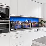 Dedeco Küchenrückwand Motiv: New York V1, 3mm Acrylglas Plexiglas als Spritzschutz für die Küchenwand Wandschutz Dekowand wasserfest, 3D-Effekt, alle Untergründe, 220 x 60