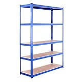 Lagerregal für Garage: 180 cm x 120 cm x 45 cm | Blau - 5 Stufig | 175 kg pro Regal (875 kg Kapazität) | 5 Jahre G