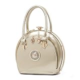 Jor-Décor Metallic Lock Handtaschen für Frauen Elegant Top Griff Tasche Damen Top Griff Taschen Lackleder Stilvolle Tote Geldbörse, gold, Larg