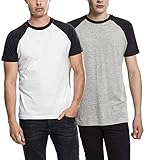 Urban Classics Herren Raglan Contrast Tee T-Shirt, Mehrfarbig (Weiß/Schwarz (2er-Pack) 02184), XL