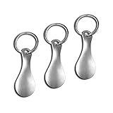 Einkaufswagenlöser aus Edelstahl 3er Set - Schlüsselanhänger Abziehbarer, Metall Einkaufschip Schlüsselring für Einkaufswagen , Trolley Tokens, Praktische Gadgets, Silb