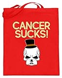 SPIRITSHIRTSHOP Cancer Sucks - Totenkopf Mit Zylinder - Jutebeutel (mit langen Henkeln) -38cm-42cm-Rub