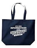 Shirtinstyle Beutel Tasche, Ich Bin Informatiker Weil Superheld kein Beruf ist, Beruf Ausbildung Abschluss, Jute, Shopper, Beutel, Tasche, Farbe Navy