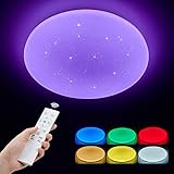 Anten LED Deckenleuchte Dimmbar mit Fernbedienung, 36W RGB Deckenlampe mit 7 Lichtfarben, 3 Farbtemperaturen, Memoryfunktion, Sternenhimmel, Ø40cm Flimmerfrei Leuchte für Kinderzimmer Küche W