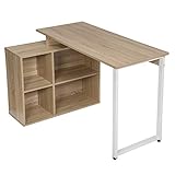 EUGAD 0078ZZ Schreibtische Computertisch PC-Tisch Bürotisch Arbeitstisch mit Ablagen Holz Hell Eiche 116x75x80