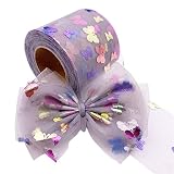 L.J.JZDY Hochzeitsrolle 6cm Stamping Kleiner irisierender Schmetterlingsmuster Tüll Mesh Roll DIY. Tulle Craft Birthday Party Supplies (Color : GY, Size : Kostenlos)