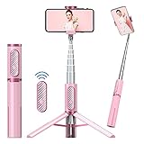 Colorlizard Bluetooth Selfie Stick Stativ, Aluminium Ausziehbare Selfie Sticks mit Fernbedienung, 270 ° Rotation Mini-Stativ für iPhone/Android Smartphone (Rosa)