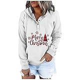 Weihnachten Damen t Shirt Langarm kuschel Pulli Jacke Damen Sommer Damen Hoody Damen mit Kapuze Vintage Sweater Damen Bluse weiß Hemd Damen Jeans Taschen wärmer fü