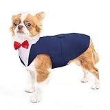 Dog Hochzeit Anzug, Smoking-Kostüme Formelle Party-Outfits Shirt Hund Kleidung Tuxedo Hundefliege Hochzeit mit Abnehmbarem Schleife Bandana für Kleine Mittelgroße Hunde(S, Schwarz)