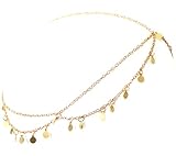 2LIVEfor Haarschmuck Türkis Tropfen Orientalische Haarkette Libelle Kopfkette Gold Haarband Band Kette Pailletten Party Festival Kopfschmuck Perlen Weiß (Gold Pailletten)