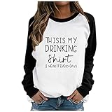 TDEOK Winter Warmer Pullover Damen englischer Buchstabendruck Langarm Pullover lässiges Rundhalshemd Pullover Tops Damen Raglan b