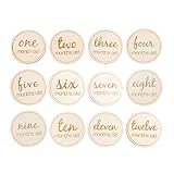 Tomaibaby Monatskarten, 12 Stück, 10 x 10 x 0,3 cm, runde Zahlen, Geschenk für die Dusche EL 10 * 10cm Karo 4