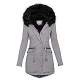 Windjacke FüR Damen Winter Kapuze - Weicher Wattierter Parka-Mantel Mittellanger Outdoor-Sportbekleidung wasserdichte Und Winddichte Langarm Coat Warm Fashion Einfarbig Outw