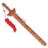LDMD Holzschwert,Schwert aus Holz mit traditionellem chinesischem Drachendesign,mit Schwertscheide,für böse Geister 100cm Dragon C