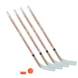 Unbekannt Streethockeyschläger-Set Kids 8: 4 Vancouver-Schläger 115cm gerade Kelle & Ball und Puck orang